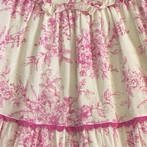 &merci Beautiful Pink and White Floral Strapless Dress Sz L - Picture 7 of 10